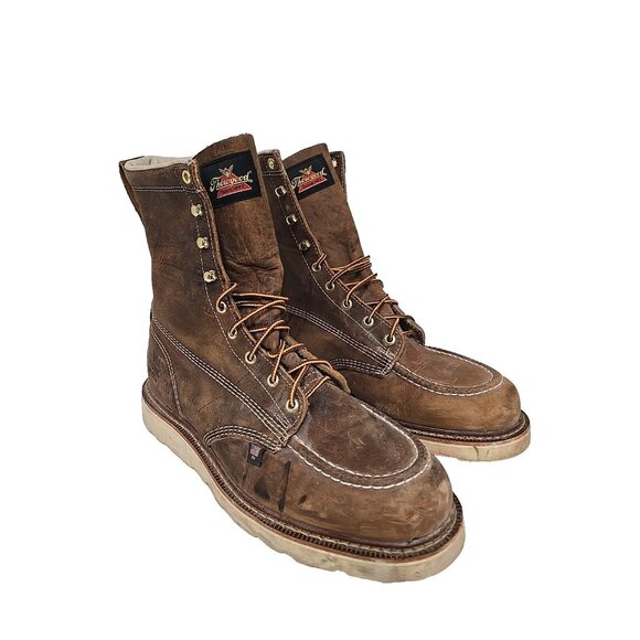 Thorogood Men's 8" Wedge Sole Soft Toe Work Boot (U.S.A.) 814-4178 Brown 12D - Picture 1 of 7
